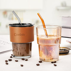 Coffee Tumbler with Glass Straw