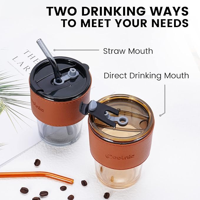 Coffee Tumbler with Glass Straw