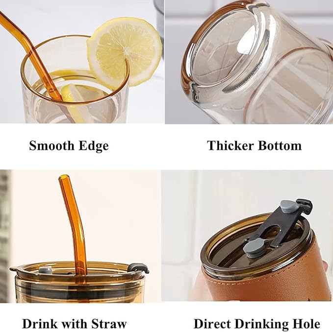 Coffee Tumbler with Glass Straw