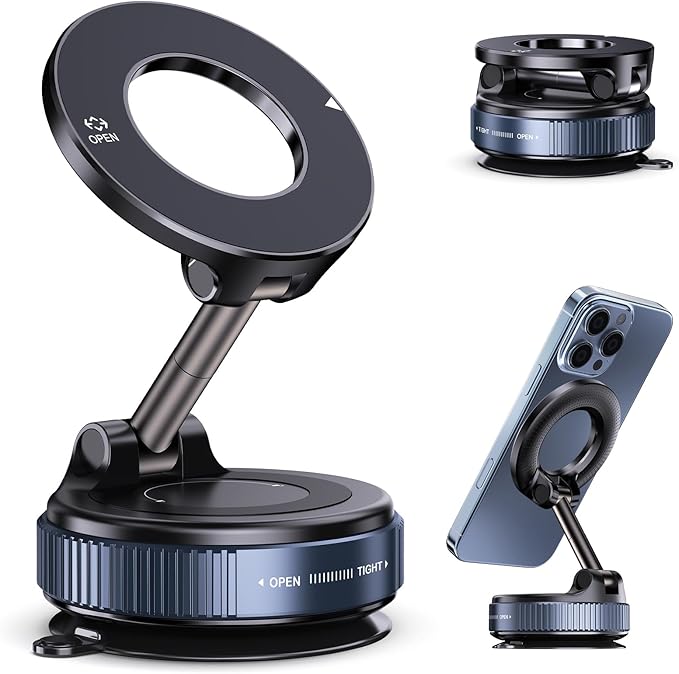 Vacuum magnetic suction phone holder