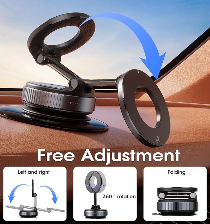 Vacuum magnetic suction phone holder