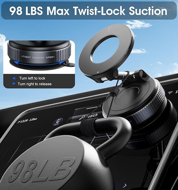 Vacuum magnetic suction phone holder
