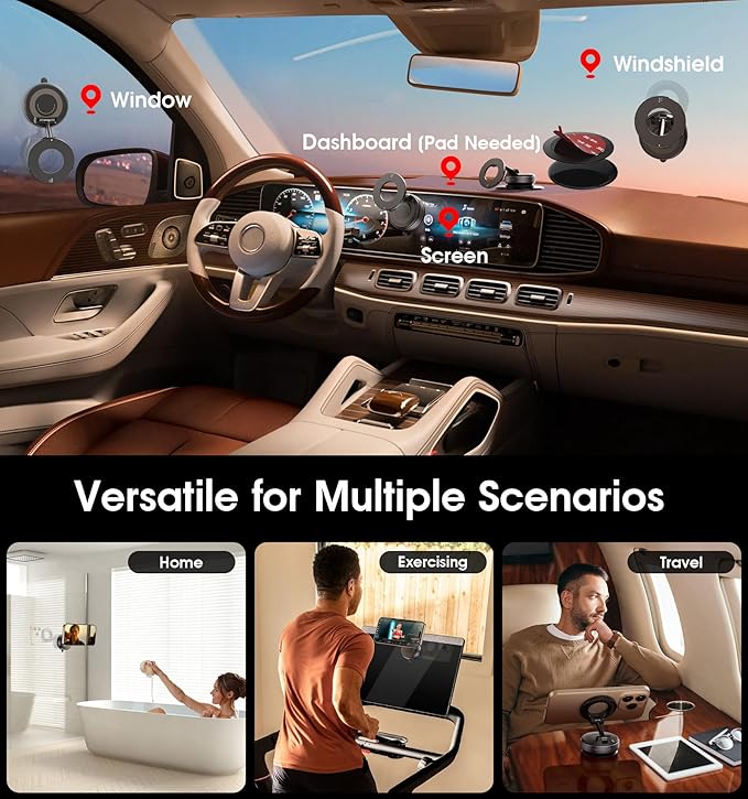 Vacuum magnetic suction phone holder