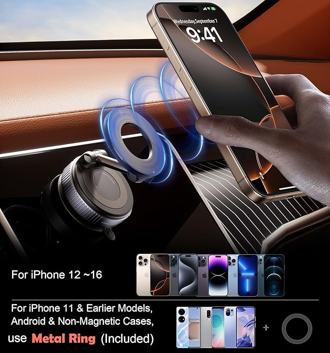 Vacuum magnetic suction phone holder